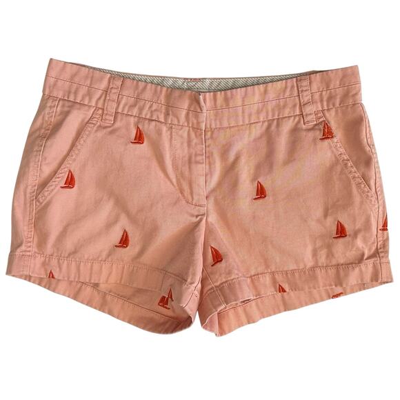 2/$30 J. Crew Broken-In Chino Sailboat Shorts Peach Embroidered Size 2 - Picture 2 of 9